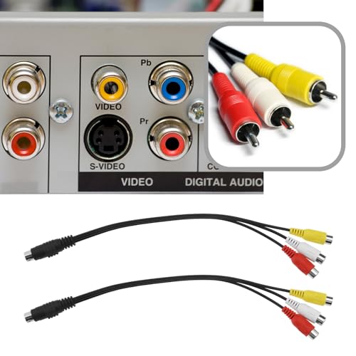 VGOL - Cable hembra S-vídeo a 3 RCA AV de 4 pines para videocámara TV/HDTV reproductor de CD VCR PVR reproductor de DVD decodificador PC portátil TV 0,3 m de longitud - imagen 4