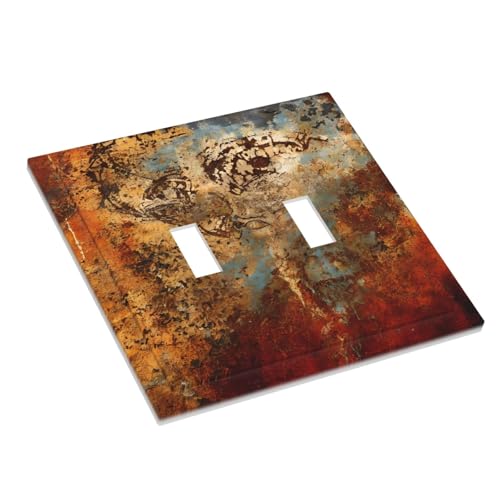 Plaque interrupteur textures métalliques rouillées pour double commande murale - 5