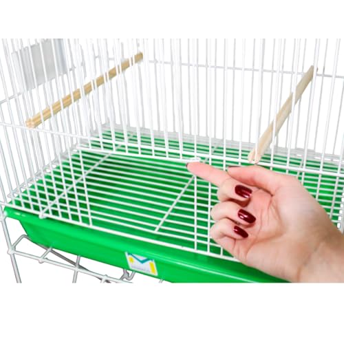 Viveiro Desmontável para Pássaros, 81 cm x 46 cm x 30 cm, Branco com Bandeja Verde, Porta Guilhotina