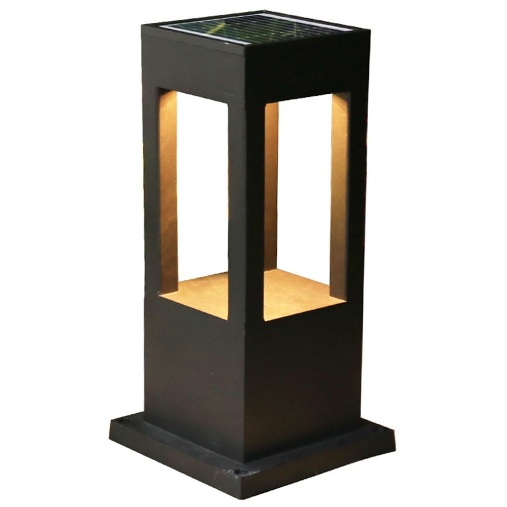 Lanterne sur poteau d'extérieur solaire LED noire étanche en aluminium pour jardin