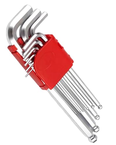 KGDUYC Set di 9 pezzi di chiavi esagonali con testa a sfera, set di bussole esagonali metriche per lo smontaggio e l'installazione di automobili, mobili, apparecchi elettrici, ecc.