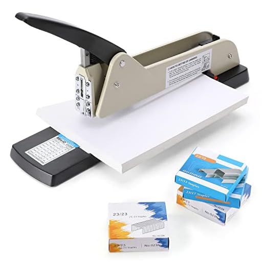 Frifreego Long Reach Stapler, Heavy Duty Long Arm Stapler, 200 Sheets Capacity, 4000 Staples Gift, 9.84” Adjustable Stapling Depth Suitable for Booklets & Office Document, Fixable Paper Guide