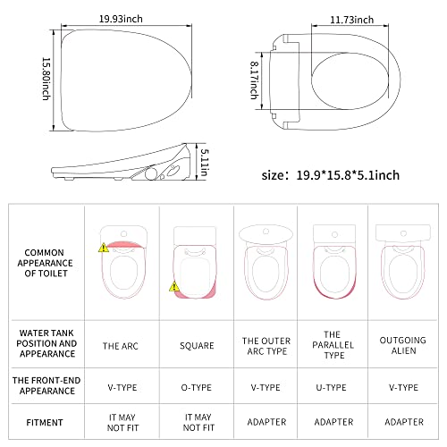 Bejoan X1 Electronic Bidet Toilet Seat Elongated, Heated Smart Toilet Seat, Water Spa, Rear And Front Wash, Self-Cleaning Nozzle, Instant Warm Water, Temperature Controlled, Remote Control #TOP6