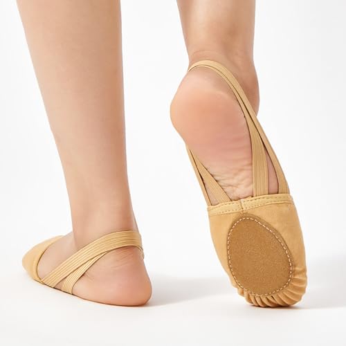 Canvas Pirouette Dance Shoes for Women Soft Soles for Graceful Movements Khaki LCC650-034