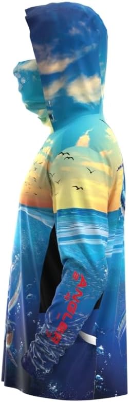 Flying Fins - Fishing Swim Rash Guard, Long Sleeve Hoodie, Fishing Shirt with Hood