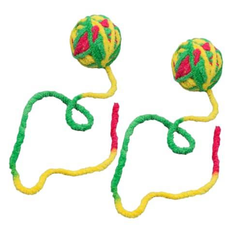 UPKOCH 2Pcs Cat Ball Interactive Chewing for Cats Durable Cleaning Tooth Teaser Balls for Tossing and Pouncing Random Color for Engaging Playtime Random Color