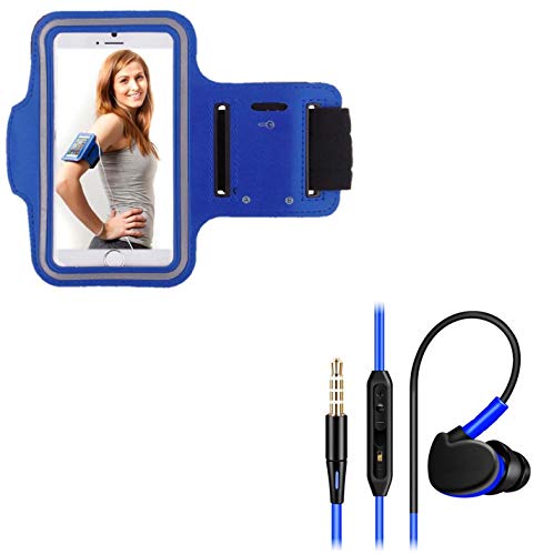 Pack sport iPhone 12 Mini incluant brassard T4 bleu et ecouteurs intra-auriculaires