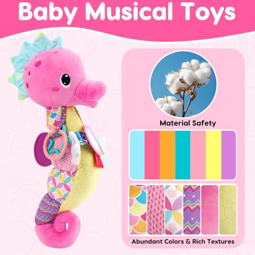 Baby Toys 0-3 0-6 Months, New Baby Girls Boys Gifts Newborn Sensory Toys 0 3 6 6-12 months, Essentials Newborn Baby Musical Soft Tummy Time Toys with Mirror Rattles Teether for Babies Girls Boys - Image 5