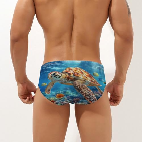 Turtle Ocean Undersea Mens Swim Briefs Quick Dry Swim Trunk Bikini Underwear Swimsuit2