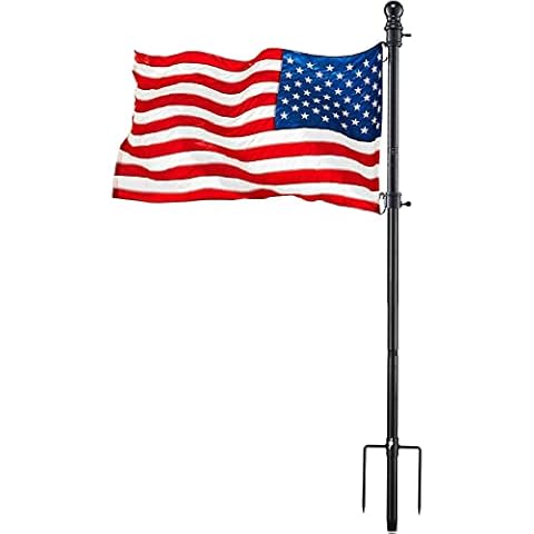 Black Flag Pole for Outside in Ground Cover