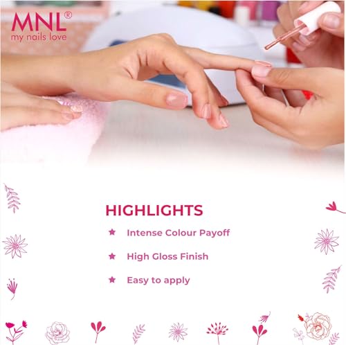 Image of MNL Glossy Mini Nail Polish Set Rose Collection Combo Pack Highly Pigmented Chemical -Free Long-Lasting Enamels 4.5ml Each Chip-Resistant & Ideal for Nail Art (10 in 1)