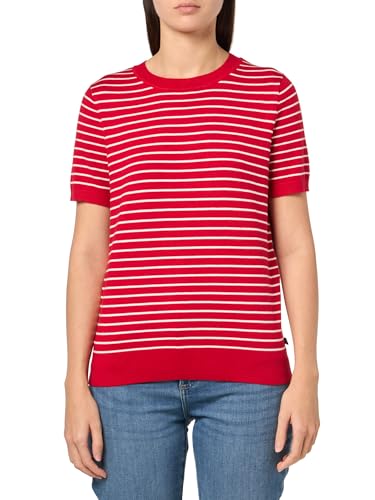 Image of Nautica Women's V Neck Stripe Short Sleeve Sweater
