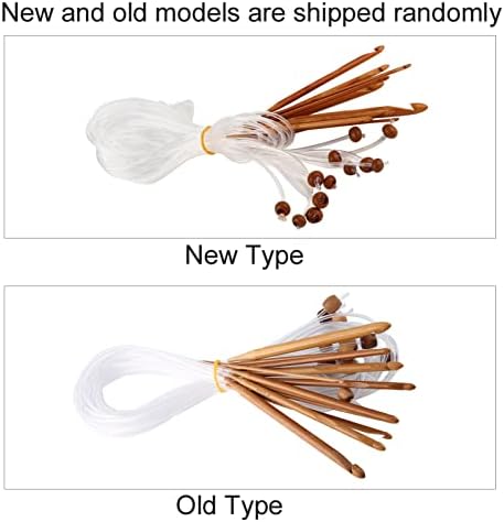 Tnfeeon Tunisian Crochet Hooks Set Carbonized Bamboo Afghan Crochet Hooks 12 Sizes 3mm to 10mm with Plastic Cable for Blankets Scarves and Beginner or Professional Use