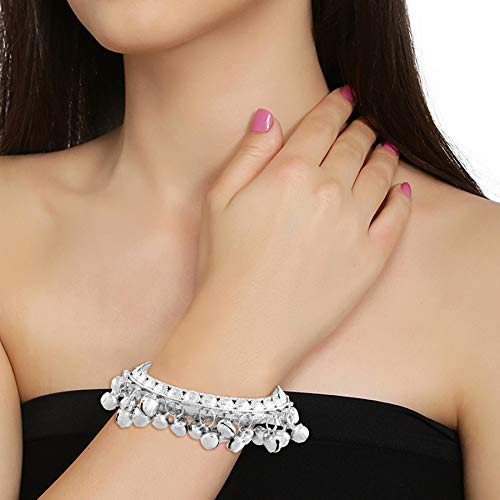 Image of I Jewels Silver Plated Handcrafted Bangles /Kada Embellished with Ghungroo (ADB427S) (Pack of 2)