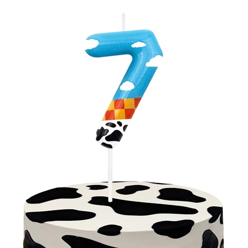 Toy Inspire Game Story 7th Birthday Number Candles, Number 7 Candle Cake Toppers for Cartoon Story Themed Parties, 7th Birthday Cake Candles for Boys and Girls, Kids Party Supplies