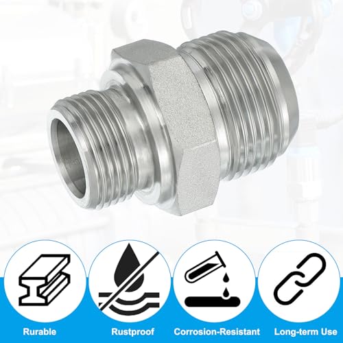 Image of PATIKIL Hex Reducing Nipple Connectors Pipe Adapter 1 5 /16 inch Male 37 Flare JIC x 3 /4 inch g Male, Pipe Fitting Reducer Nipple Adapter Plated Steel Hydraulic Fitting