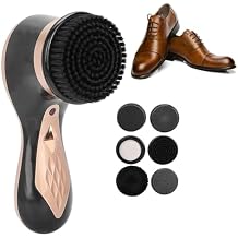 ERICAT Electric Shoe Brush, Portable Shoe Shine Kit with 7 Pcs Brush Heads, Replaceable Brush Heads and Keep Hands Clean, Effective Shoe Cleaning and Polishing, for Shoes, Boots,Bags and Sofa