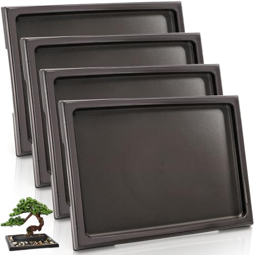 ZEAYEA 4 Pack Bonsai Humidity Plant Tray, Plant Water Catcher Tray for Indoors and Outdoors...