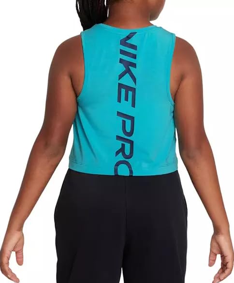 Nike Pro Girls' Dri-FIT Training Tank Top, Dusty Cactus/Midnight Navy (Green/Blue) (US, Alpha, X-Small, Regular, Cactus/Midnight Navy (Green/Blue))