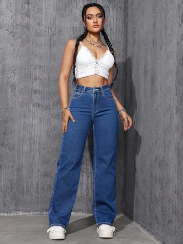 Image of KOTTY Women's High-Waist Button Relaxed Fit Casual Ankle Length Stylish Jeans