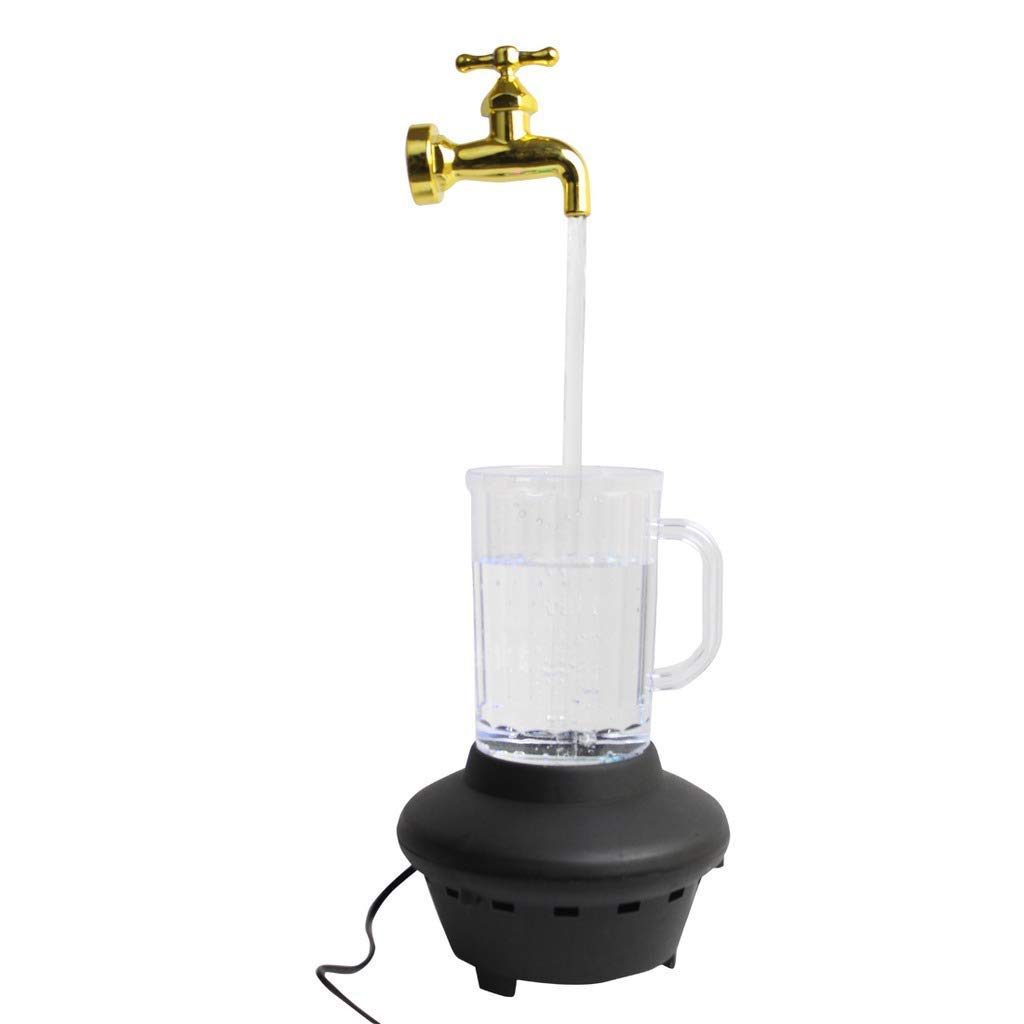 Magic Floating Faucet Fountain with LED Light Effect, Plug-in Water Recycling Tabletop Decor, Novelty Floating Tap Design with Glass Cup for Home & Office Decoration-image-11