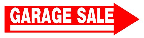 Hillman 842228 Garage Sale Arrow Sign with Space for Fill In includes H-Wire Mounting Bracket, Red and White Corrugated Heavy Duty Plastic, 6x24 Inches 1-Sign