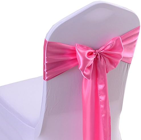 iEventStar Satin Sash Chair Bow Cover Wedding Banquet Party Decoration (10, Pink)