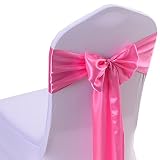 iEventStar Satin Sash Chair Bow Cover Wedding Banquet Party Decoration (10, Pink)