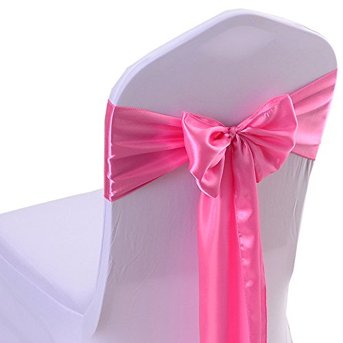Ieventstar Satin Sash Chair Bow Cover Wedding Banquet Party Decoration (10, Pink) #TOP15
