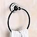 WANDOM Anillos de toallas Herrajes para baño Porcelana Cepillado antiguo Toalla vintage Anillo de porcelana negra Toallero Accesorio de baño-803O