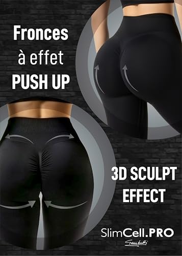 SlimCell Gambetti Leggings Femme Push Up Scrunch 3D - Fessier Remonte, Sculptant, Gainant, Ventre Plat, Taille Haute, Microfibre Seamless - Made in Italy – vue 2