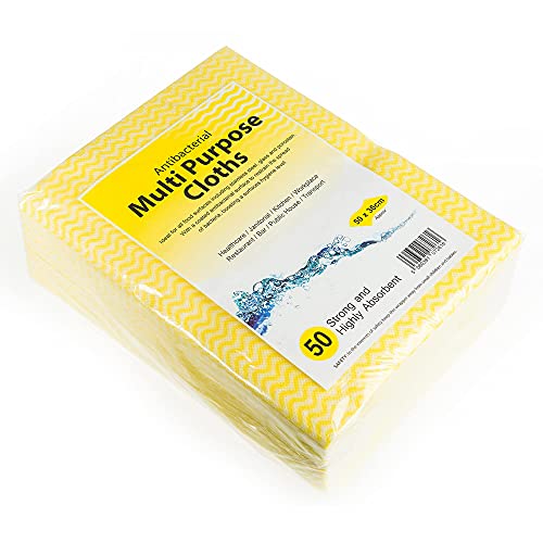 Drinkstuff Antibacterial Cloths Yellow, CAW-111Y, Pack of 50