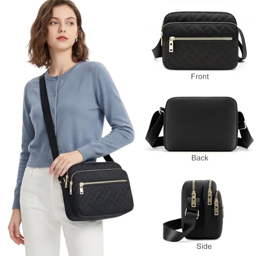 Image of Nylon Crossbody Bags for Women Trendy Quilted Cross Body Purse Medium Crossbody Purses Fashion Ladies Messenger Shoulder Bag