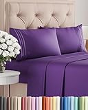 Queen Size Sheet Set - 4 Piece Set - Hotel Luxury Bed Sheets - Extra Soft - Deep Pockets - Easy Fit - Breathable & Cooling - Wrinkle Free - Comfy – Purple Plum Bed Sheets - Queens Sheets – 4 PC