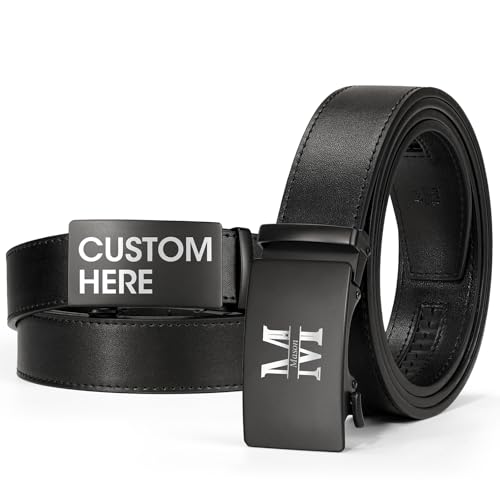 Personalized Leather Belt for Men, Custom Ratchet Belt with Name, Gifts for Father Husband Boyfriend Birthdays Anniversary - Main Image