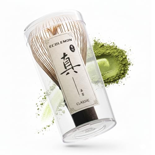 ECOLEMON Entry-Level Shin Chasen Matcha Whisk for Beginners (1-Piece) Bamboo Whisk for Matcha Tea Dark Bamboo Chasen Matcha Tea Whisk Kurotake Macha Whisks for Starters