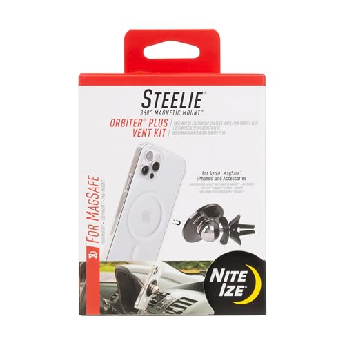 Image of Nite Ize Steelie Orbiter Plus Vent Kit - Magnetic Phone Holder for Car Ventilation - Sturdy Phone Accessories for Car - Compatible Apple MagSafe iPhones and Accessories