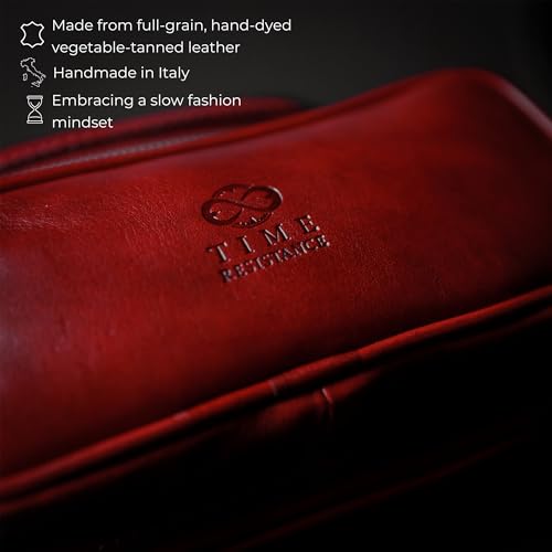 Image of Time Resistance Leather Waist Pack - Belly Bag, Belt Bag, Fanny Pack - Handmade in Italy (Red)