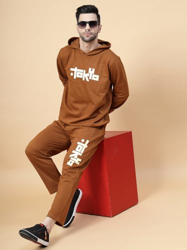 Image of Rigo Cotton Fleece Full Sleeves Oversized Co-ord Set for Men | Printed Hooded Track Suit Set for Men