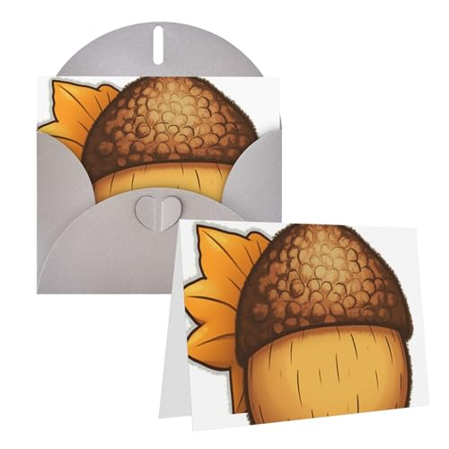 QMNEHJ グリーティングカード サンキューカード 封筒付き ブランクノートカード 4x6インチ バースデーカード 漫画 どんぐり ウェディングカード お悔やみカード おもしろい 思考カード あらゆる機会に