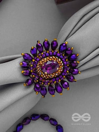 Image of SANJOYA by EVERSTYLISH Embroidered Ring for Women | Shell & Beaded Adjustable Statement Ring | Ethnic Jewelry for Weddings & Festive Occasions