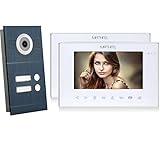 MATHFEL 2 Draht 2 Familienhaus Türsprechanlage Gegensprechanlage Fischaugenkamera 170 Grad, Farbe: Anthrazit, Größe: 2x7'' Mo weiß Außen Anthrazit