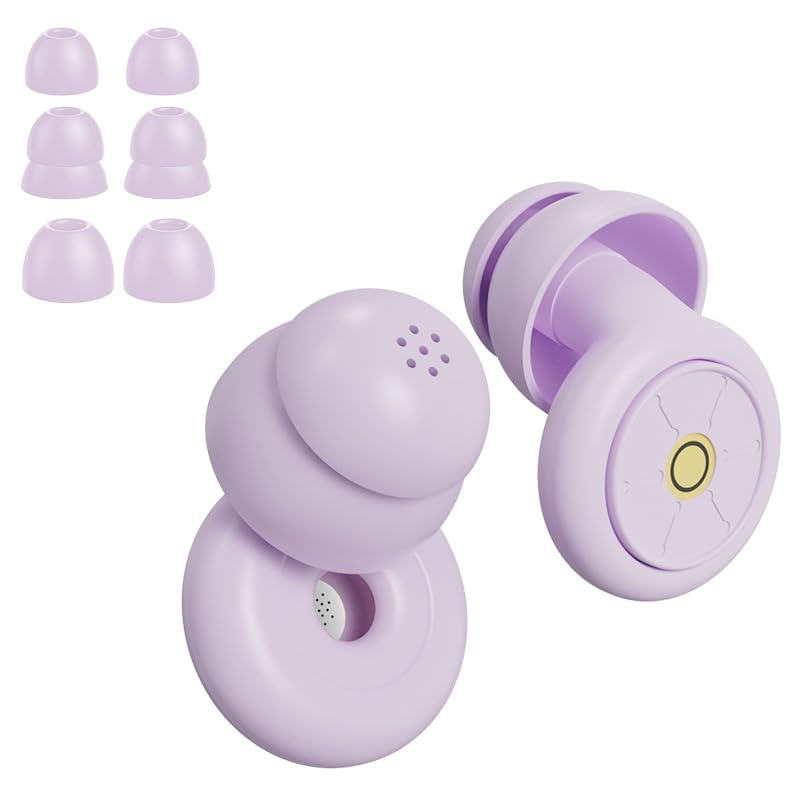 Loop Ear Plugs, Noise Cancelling Earplugs For Sleeping And Deep Focus, Reusable Sound Proof Hearing Protection For Travel And Office Work, Send 3 Pairs Of Ear Caps As Gifts, Purple-image-24