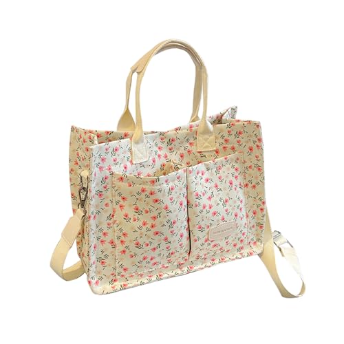 Image of Cherry Tote Bag for Women Canvas Patched Purse Cute Shoulder Bag Multi-Pocket Satchel Handbag for work travel