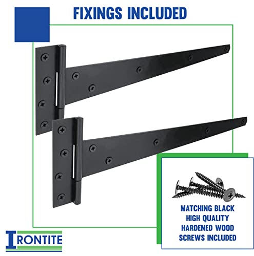 IRONTITE® 1 Pair Black T Hinges 350mm (14”) - Image 2