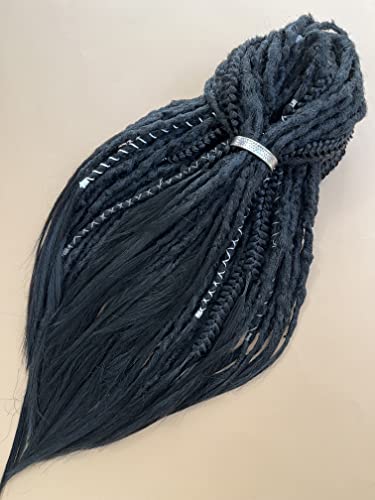 Daddy Dread Dreadlock Extensions Textured Black Boho Chic Black Dreadlock Handmade Crochet Dreads Double Ended Single Ended Synthetic Dread 20"/24" Braiding Hair Extensions For Women And Mеn Faux Locs #TOP1
