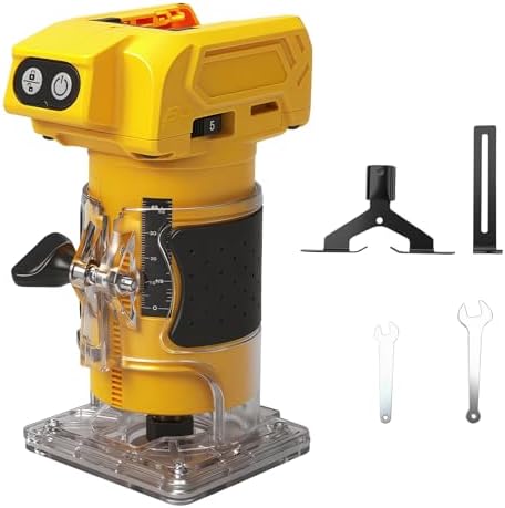 Bild 9 - Akku Oberfräse kompatibel mit Makita 18V Akku, 800W Bürstenloser Kantenfräser Set mit 5 Geschwindigkeit, Spannzange 6.35MM, 30000 U/min Akku-Holzfräser für Holzbearbeitung (ohne Akku)