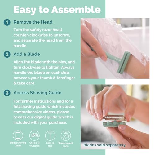 Jungle Culture Safety Razor for Women & Men in Green • Reusable Metal Razor • No Blades Included - Fits All Double Edge Blades • Eco Friendly • Shaving Guide included • for Body & Face - Image 4