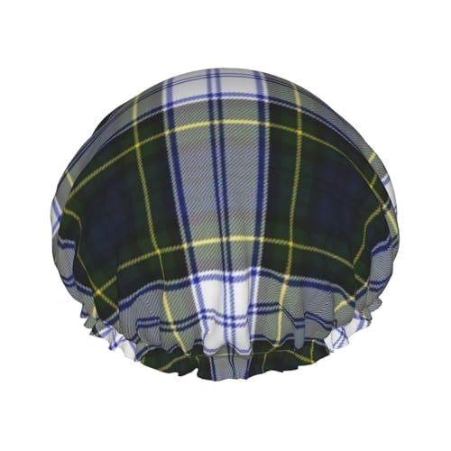 Gorro de ducha impermeable con banda elástica, gorro de ducha reutilizable de doble capa para mujer,Vestido Gordon de tartán