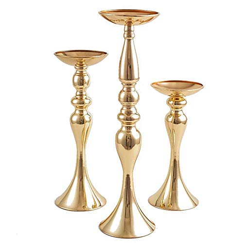 Yang1Mn.ornaments Luxury Europe Type Electroplating Iron Display A Mermaid Wedding Vintage Candlestick Creative Geometric Candle Cup D13H30/37/48Cm 1Pcs (Color : Gold, Size : S) #TOP5